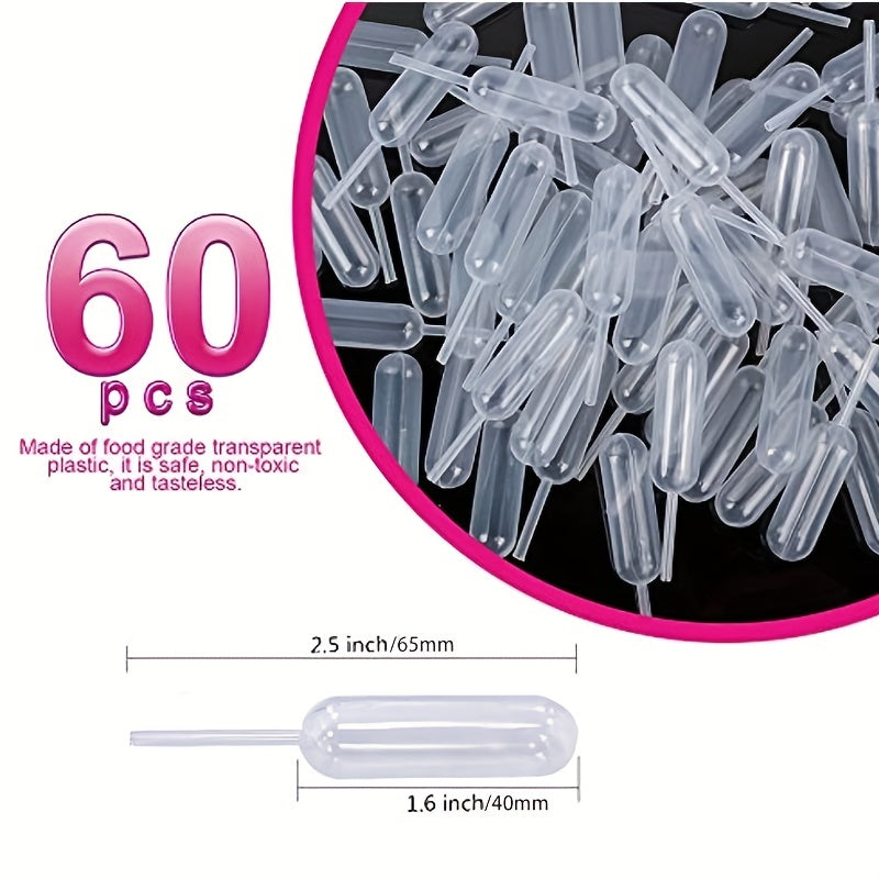 60pcs Teenitor Liquor Injectors 4ml Pipettes Disposable Squeeze Dropper