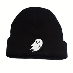 Embroidered Knitted Hat Cartoon Pattern Warm Beanie Hat Unisex