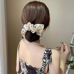 4pcs Polka Dot Scrunchies Hair Tie Organza Hair Rope Flower Print Hair Rope