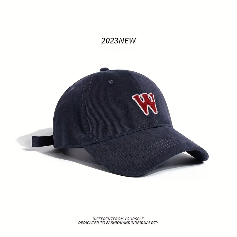 W Baseball Cap Solid Cotton Dad Hat Adjustable Sun Hat