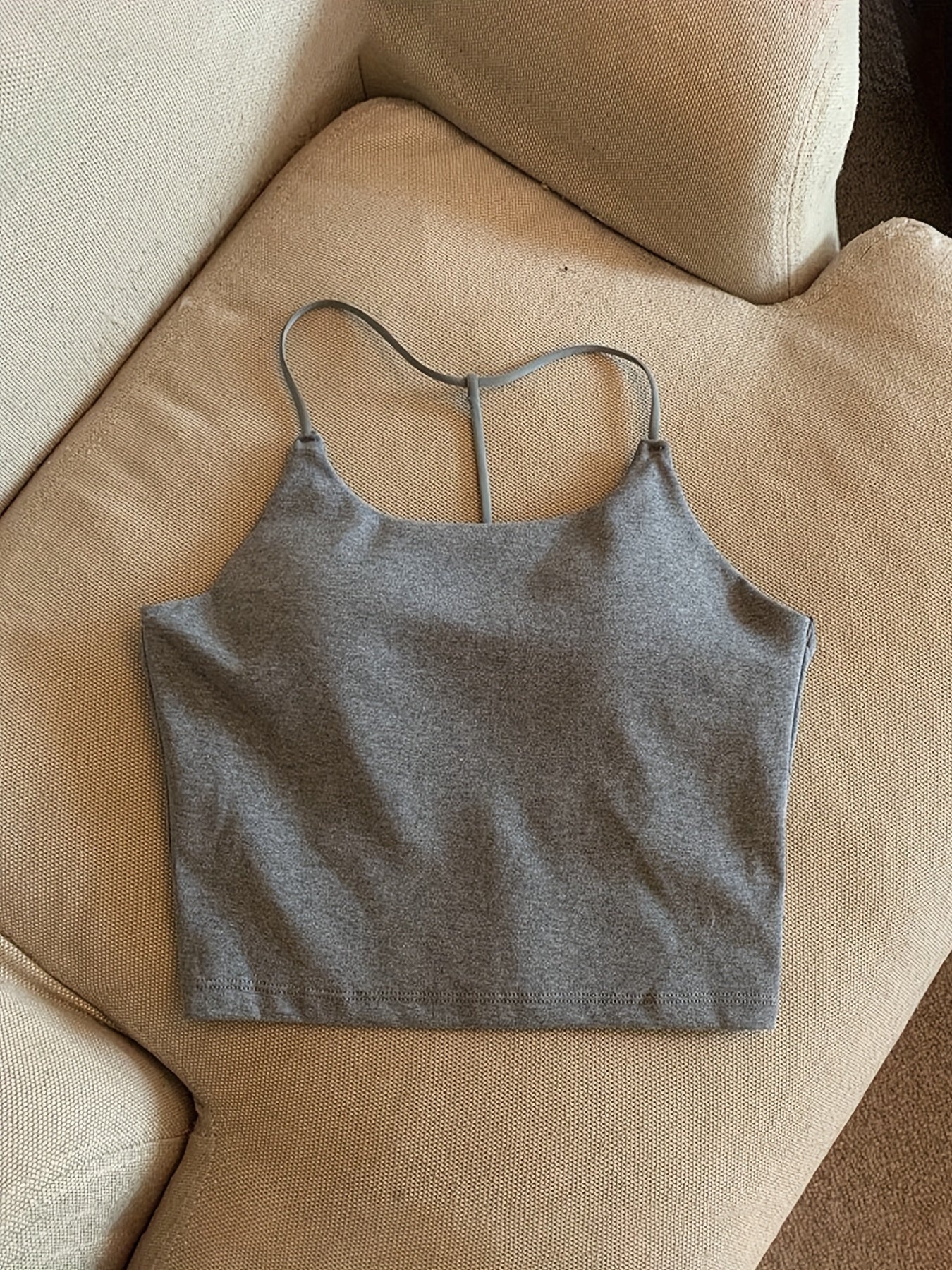 2pcs Girl's Solid Cami Top Padded Undershirts for Teens 13-20 Years Old