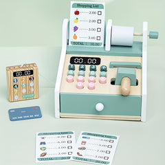 Wooden Toy Cash Register Kids Play House Business Simulation
