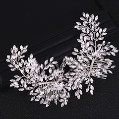 Bridal Hair Comb Silver & Golden Rhinestone Crystal Wedding