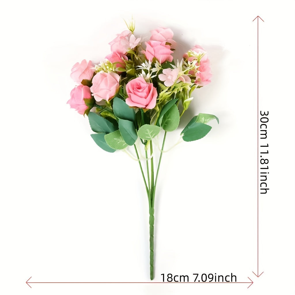 10 Forks Artificial Rose Flowers Real Touch Arrangement Home Room Wedding Decor