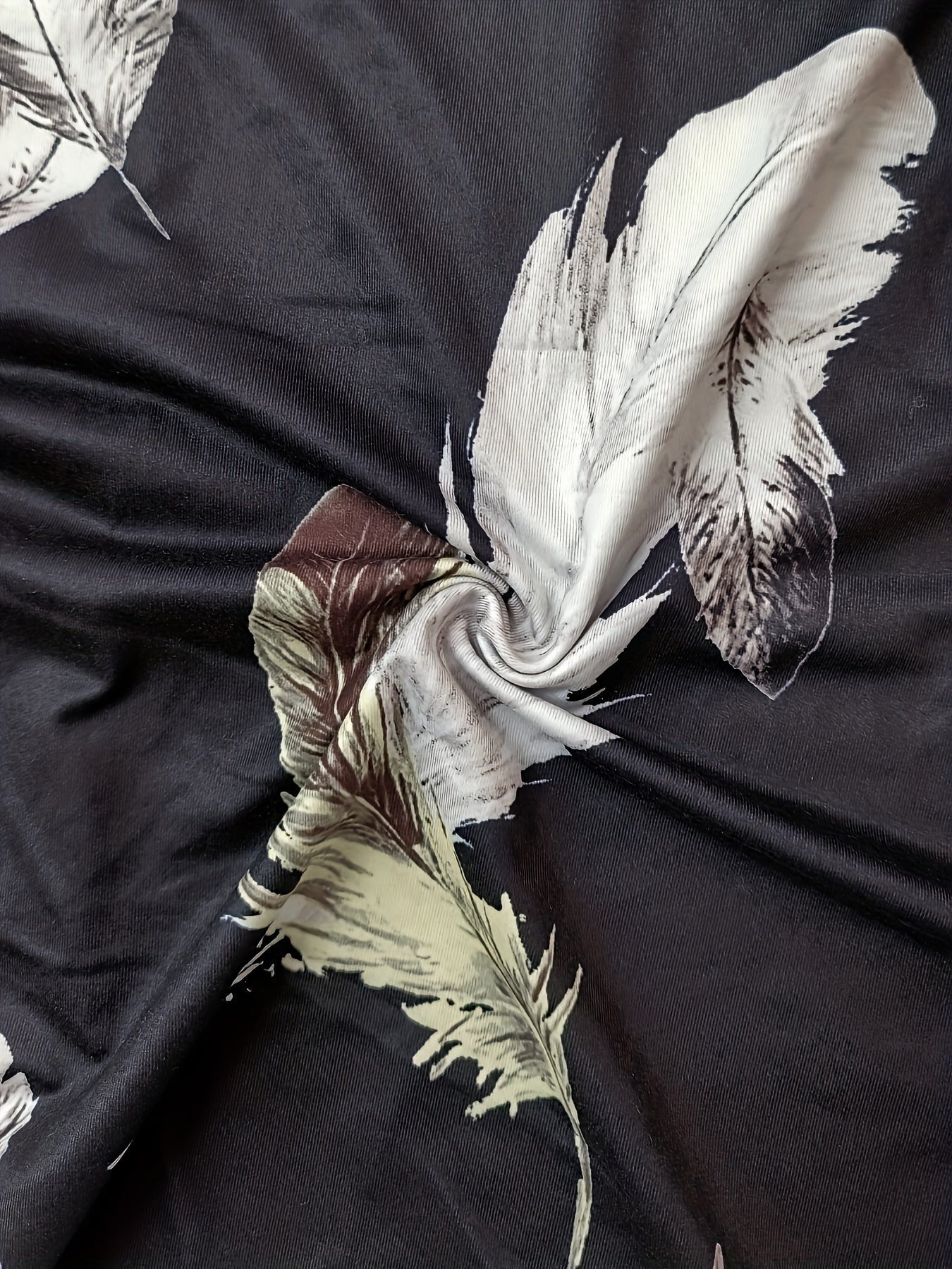 Feather Print Cold Shoulder Dress