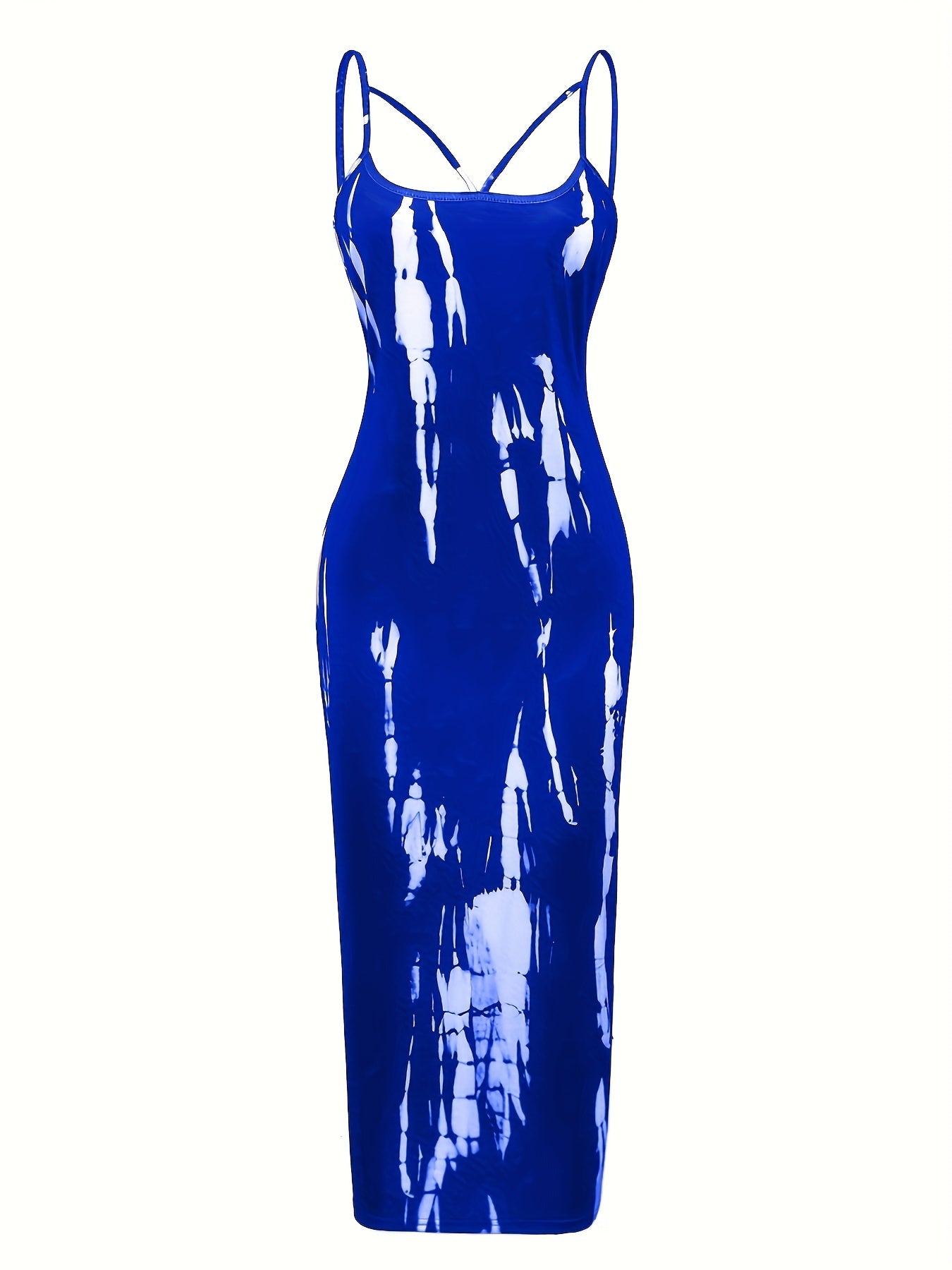  Sexy Dress Women's Plus Random Print Strappy Cut Out Cami Maxi Dress