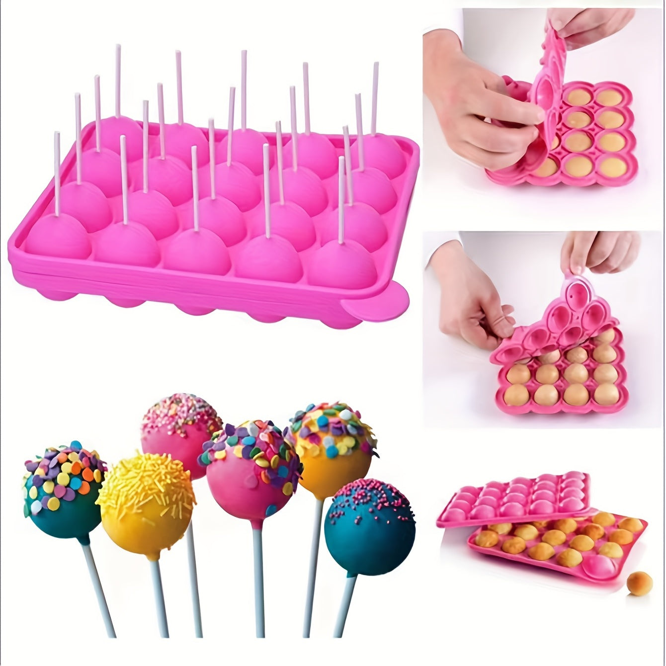 3D Silicone Lollipop Mold 20 Cavities Round Candy Mold
