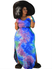  Tie Dye Maxi Dress Women's Plus Loose Fit Long Dress