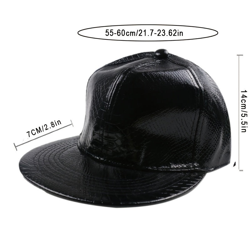Solid PU Leather Hip hop Baseball Cap Men Street Dancing Cap