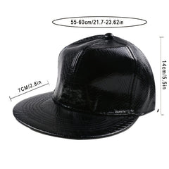 Solid PU Leather Hip hop Baseball Cap Men Street Dancing Cap