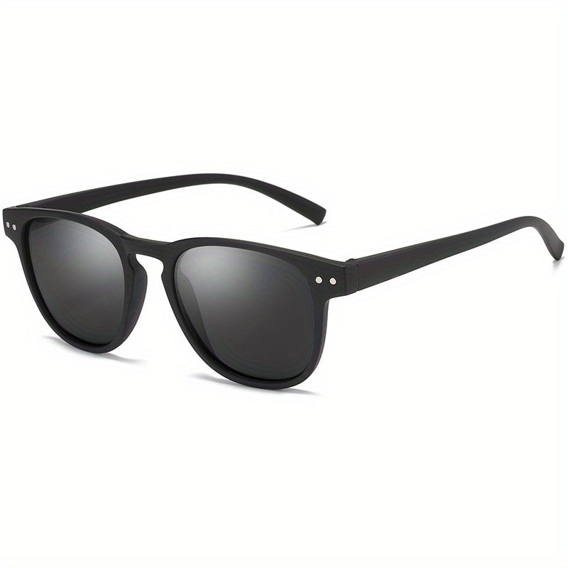 Retro Round Frame Men's Polarized Sunglasses with Glasses Case