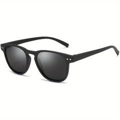Retro Round Frame Men's Polarized Sunglasses with Glasses Case