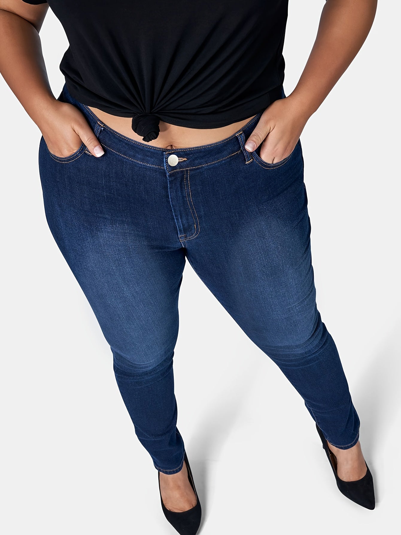 High Rise Button Fly Stretch Skinny Jeans