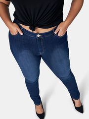 High Rise Button Fly Stretch Skinny Jeans