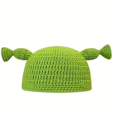 Green Devil Knit Hat Cartoon Beanie Long Braid Knitted Hoodie Birthday Gift