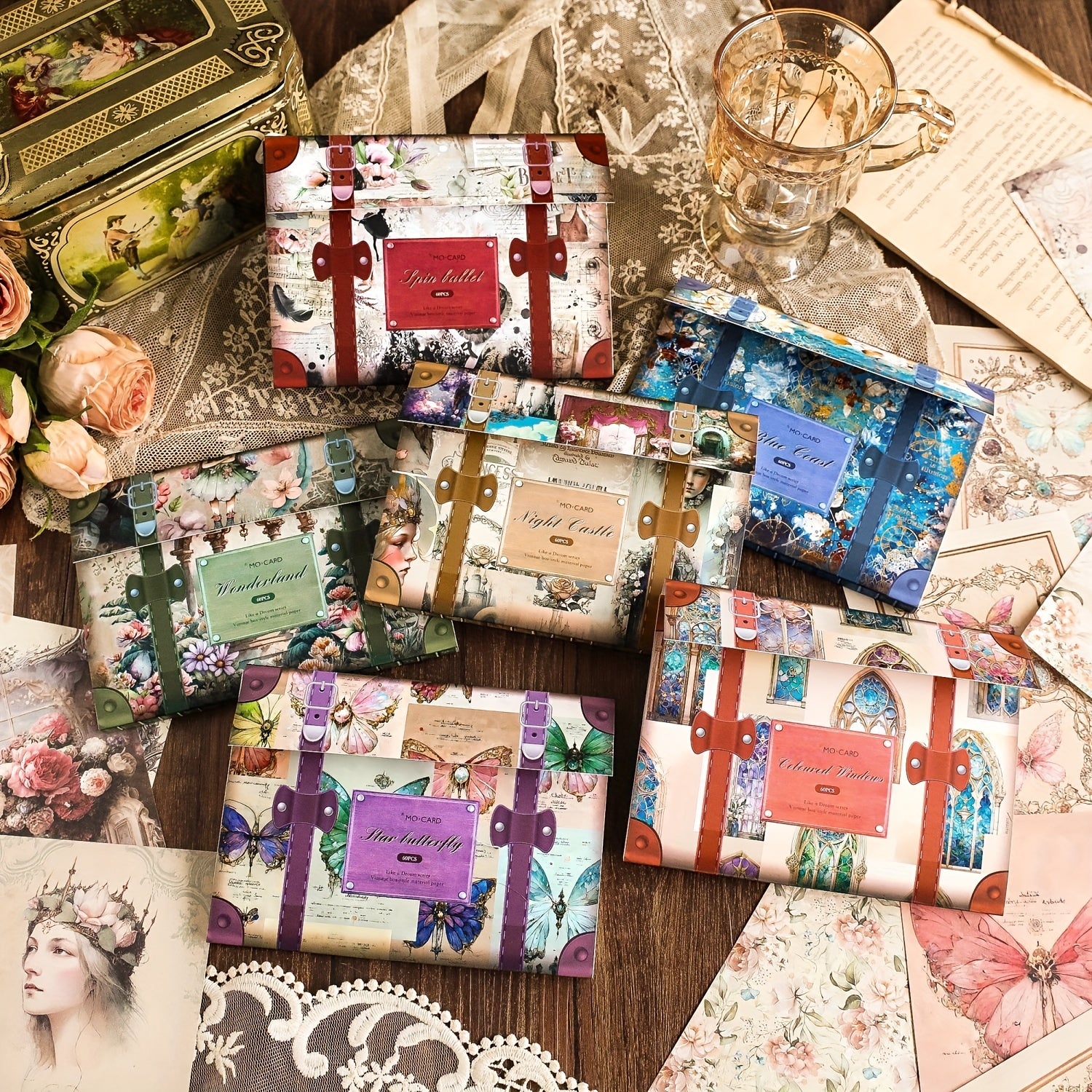 60pcs Retro Fantasy Collage Materials European Characters Flower Window Elves