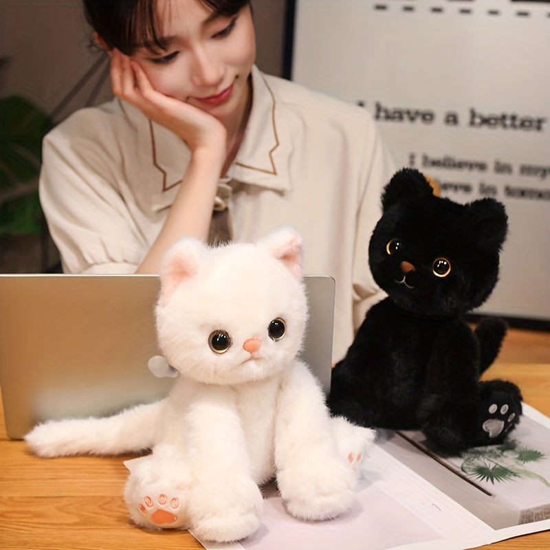 Realistic Plush Kitten Doll with Expressive Eyes & Poseable Limbs