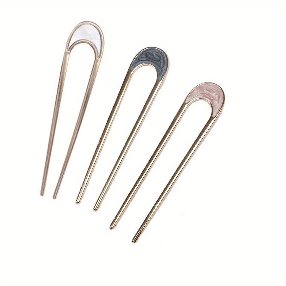 3PCS Retro U-shaped Metal Hairpin Hair Accessory For Girls and Women
