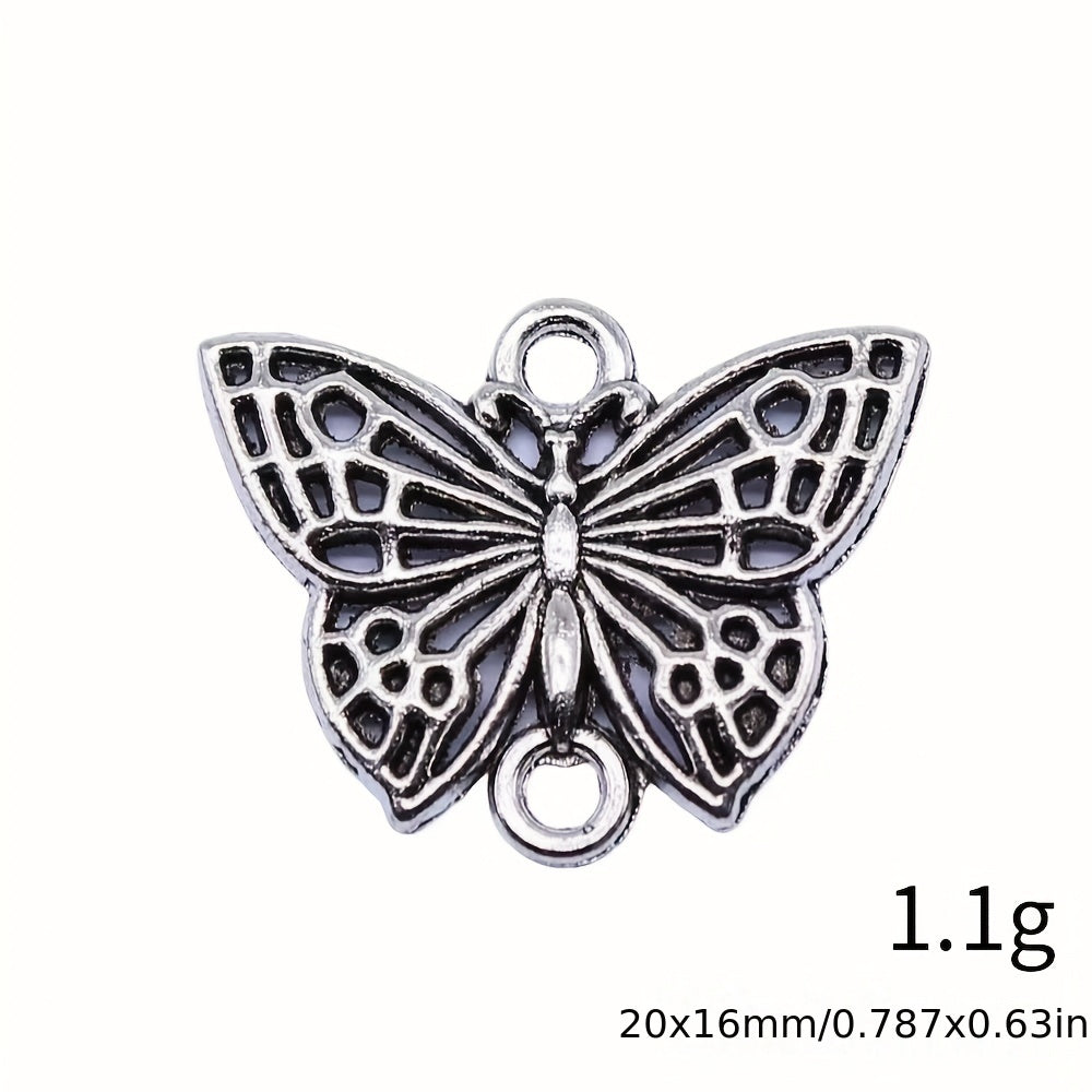 10PCS Silvery Butterfly Ornament Connector Alloy Pendant Key Chain