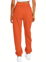  Sports Pants Women's Plus Solid Elastic Tie Waist Fitness Joggers