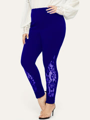 Floral Jacquard Lace High Rise Skinny Pants Plus Size