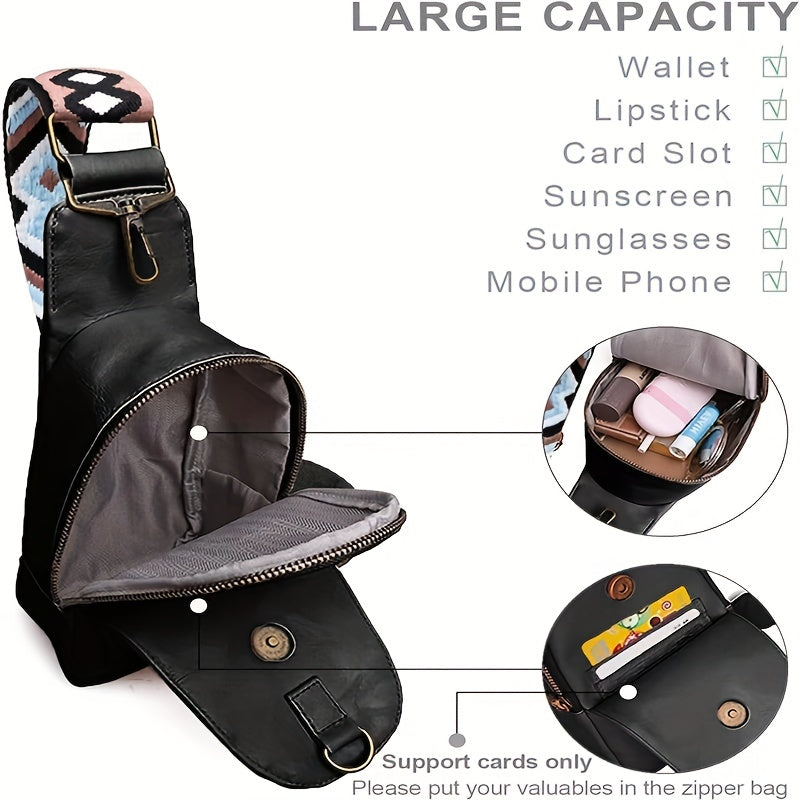 Men's Waterproof Shoulder Bag Wide Strap Casual Travel Chest Crossbody Bag