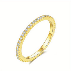 14k Plated Ring with Rhinestone Round Inlay, Perfect Gift for Friends