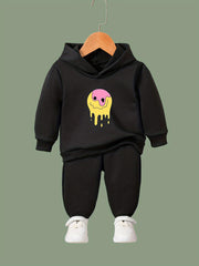Emoticon Pattern Long Sleeve Hooded Sweatshirt
