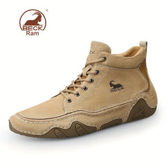 Men's Casual Lace-Up Boots Slip Resistant Leather Sneakers