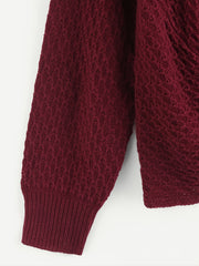  Twist Front Round Neck Long Sleeve Sweater
