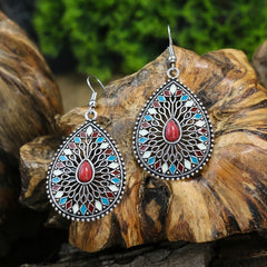 Vintage Style Turquoise Dangle Earrings Geometric Shape