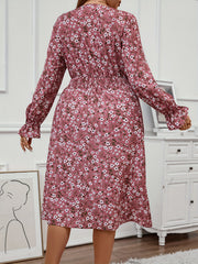 Floral Print Flounce Sleeve Maxi Dress