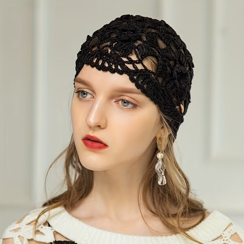 Soft Crochet Hollow Beanie Hat For Women Knitted Slouch
