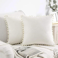 Soft Velvet Ball Tassel Shaggy Pillow Case for Home Decor