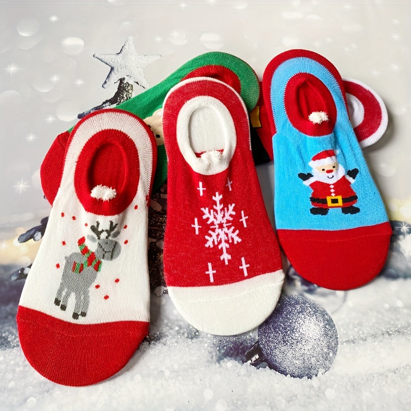 5 Pairs Christmas Print Socks & Ankle Socks Women's Stockings