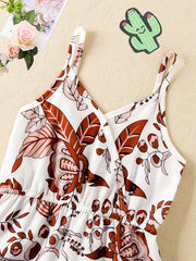 Toddler Girls Boho Flowers V neck Cami Rompers Jumpsuits