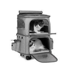 Rolling Pet Carrier For Dogs 2 Compartments & Wheels