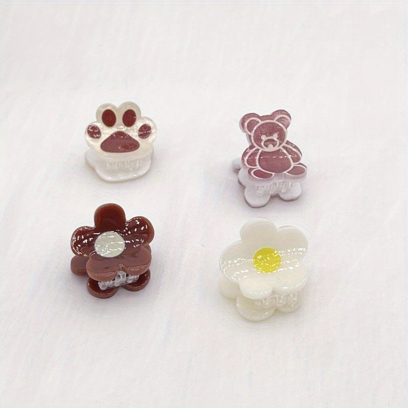 4pcs Small Hair Clips Animal Strawberry Rainbow Cloud Mini Clip