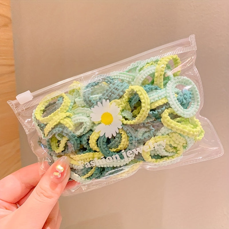 50pcs Mini Hair Rope High Elastic Hair Ties Cartoon Rubber Band Hair Accessories
