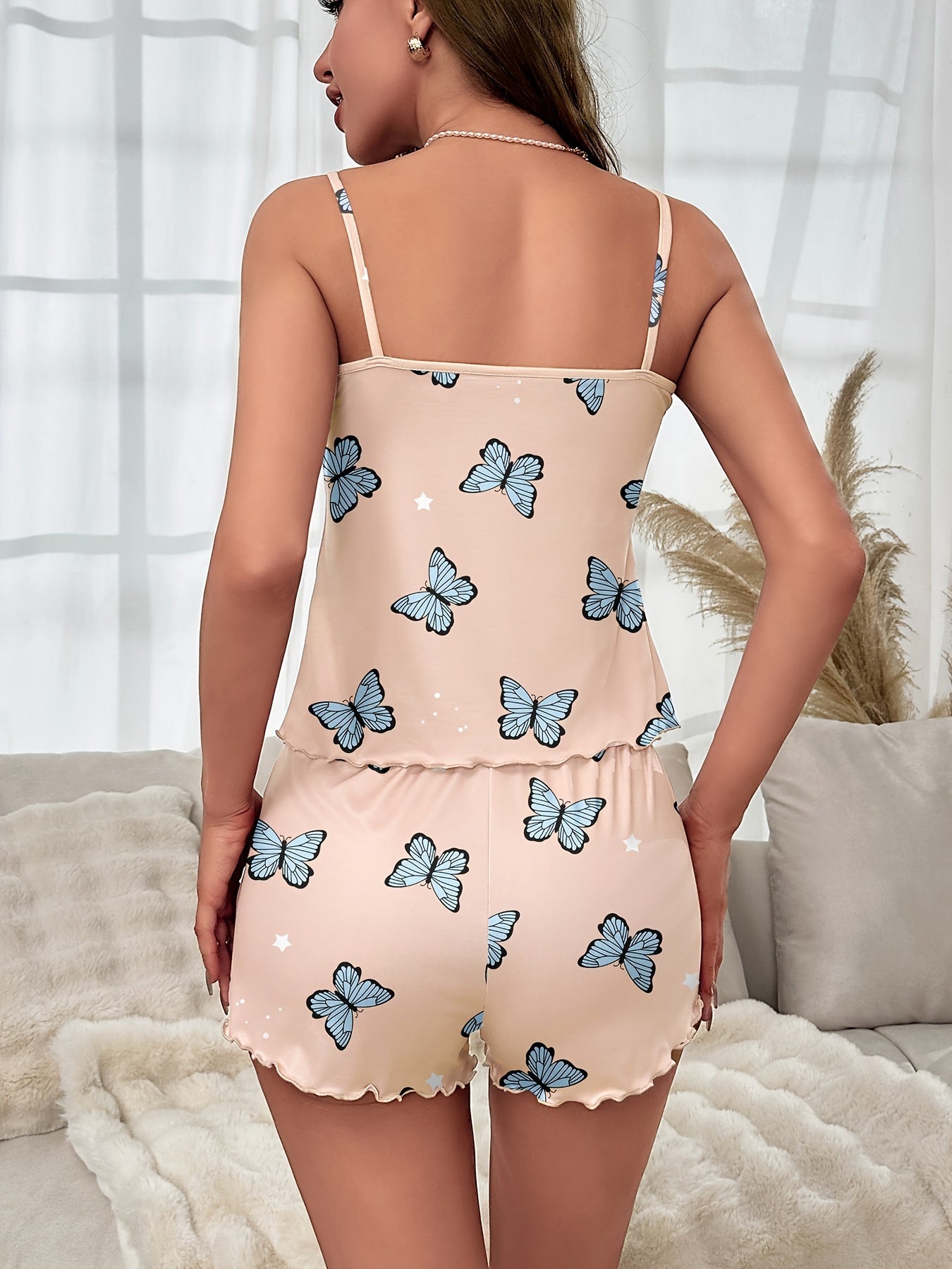 Butterfly Print Pajama Set Women's Sleepwear