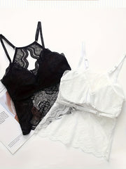 2pcs Lace Cami Tops Hollow Out Scallop Trim Lingerie