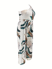  Floral Print One Shoulder Wide Leg Jumpsuit