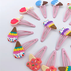 Y2K Cartoon Ice Cream Hair Clips Snap Clip PVC Hair Slides Clip