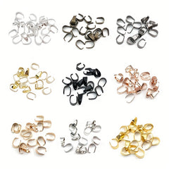 100pcs 6x9mm Metal Pinch Bail Clasps Necklace Hooks 9 Colors Plated DIY Jewelry