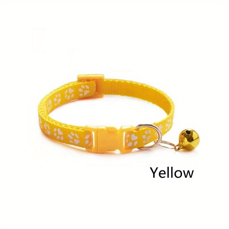 Adjustable Printed Cat Collar with Bell - Quick Release and Safe