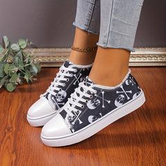 Women's Skull Print Canvas Shoes Outdoor Halloween Shoes
