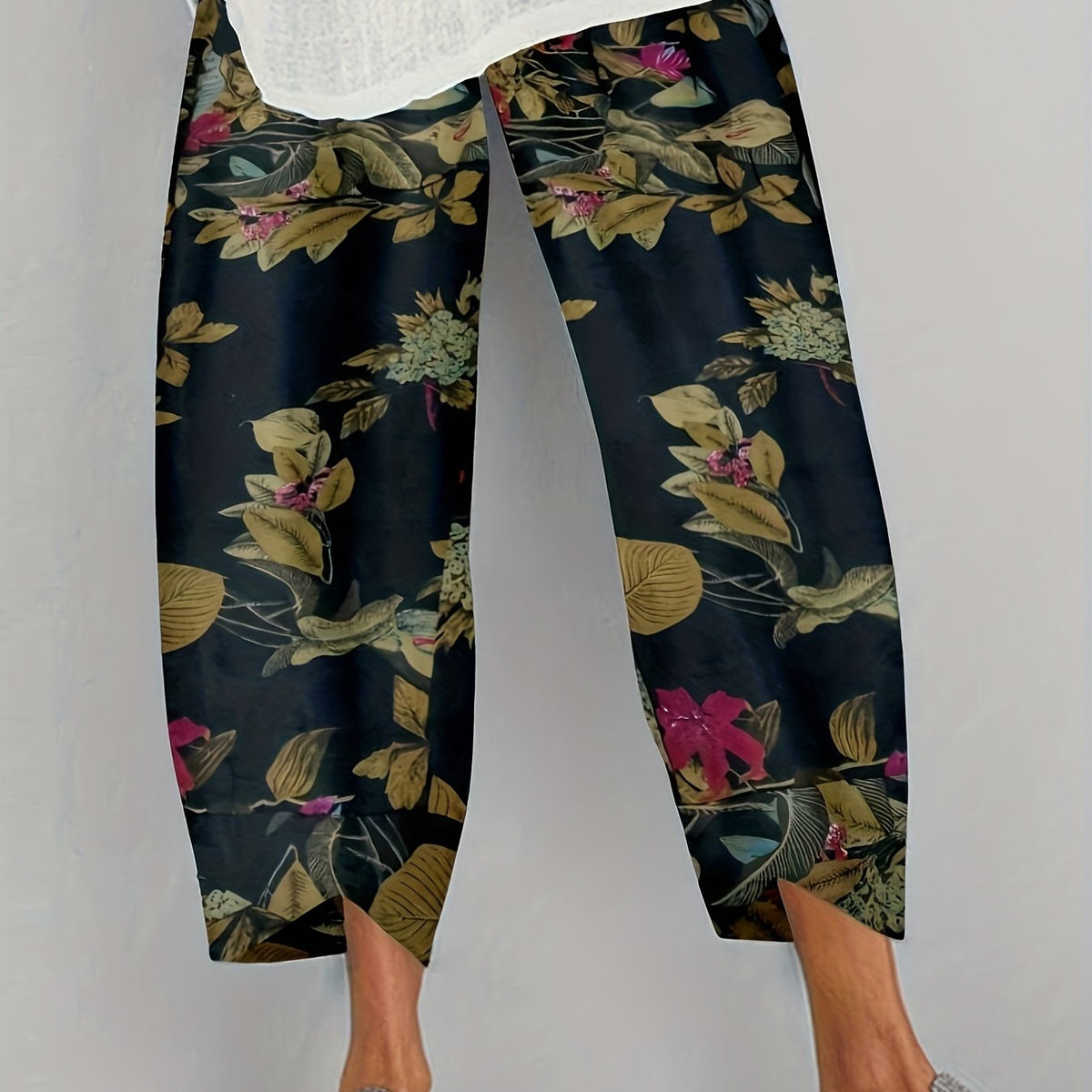 Vintage Floral Print Pants Casual Wide Leg Summer Pants
