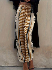  Colorblock Geo Print Wide Leg Trousers