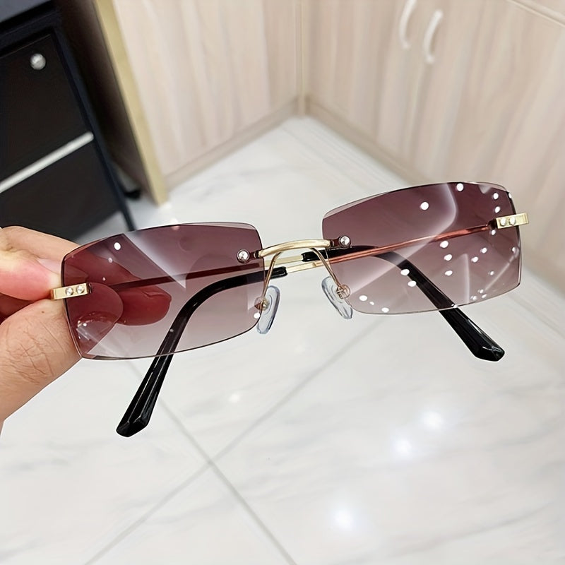 Rimless Sunglasses Casual Lightweight Metal Glasses UV400