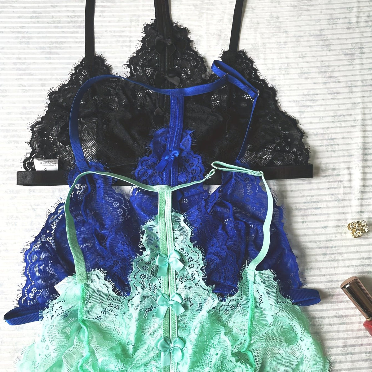 3pcs Lace Wireless Bras Sexy Lingerie Women's Underwear